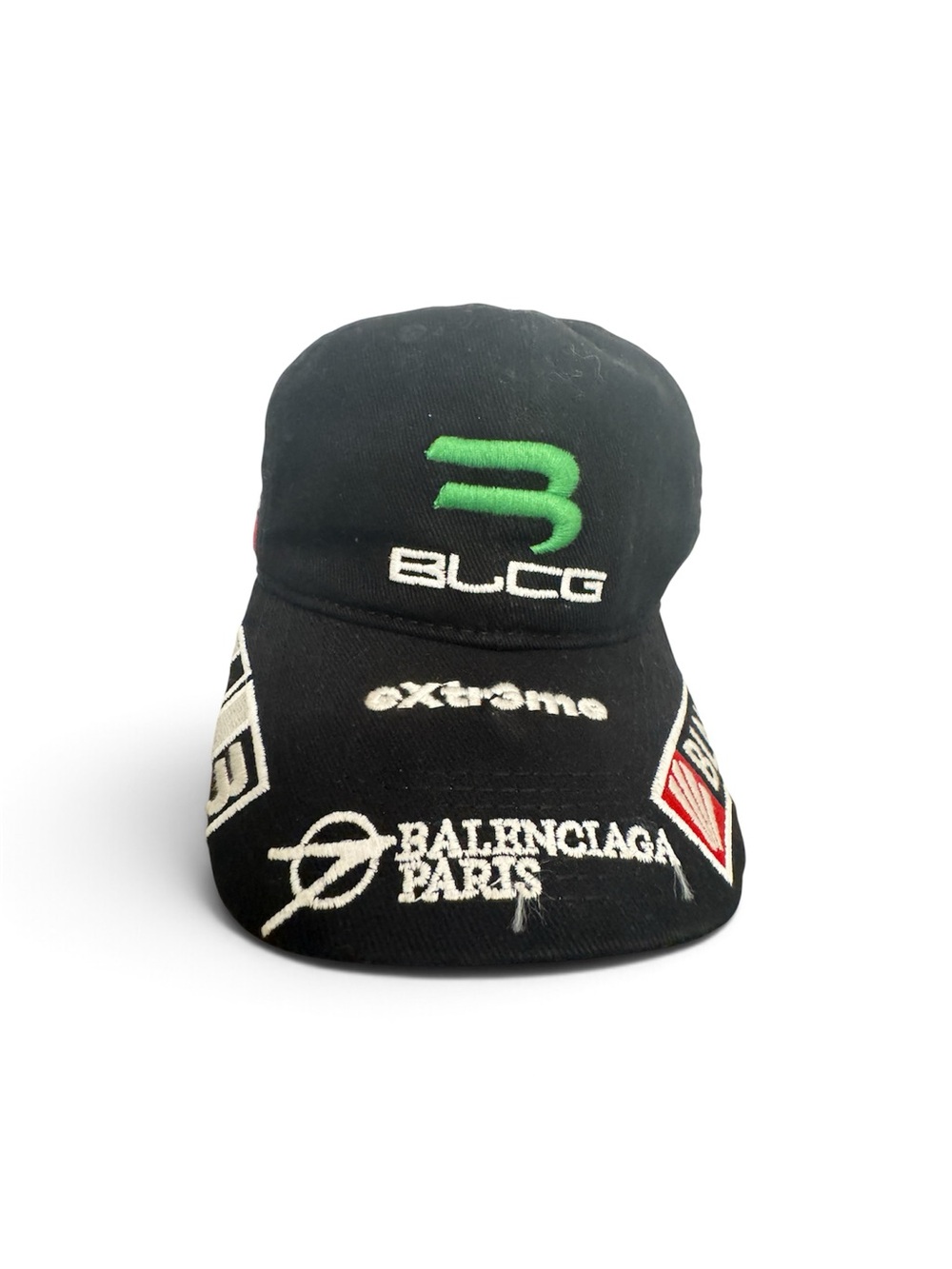 Balenciaga Black Baseball Cap with Green & White Embroidery limited edition